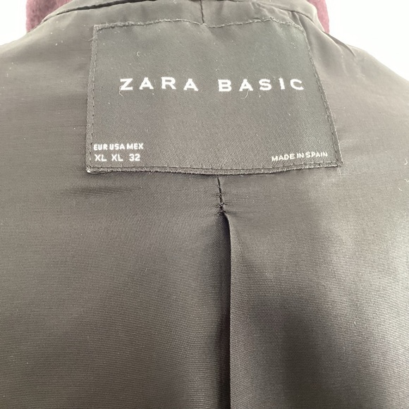 Zara wool blend, lined,cropped, swing peterpan collar 3 button plum jacket Sz XL - Picture 9 of 12